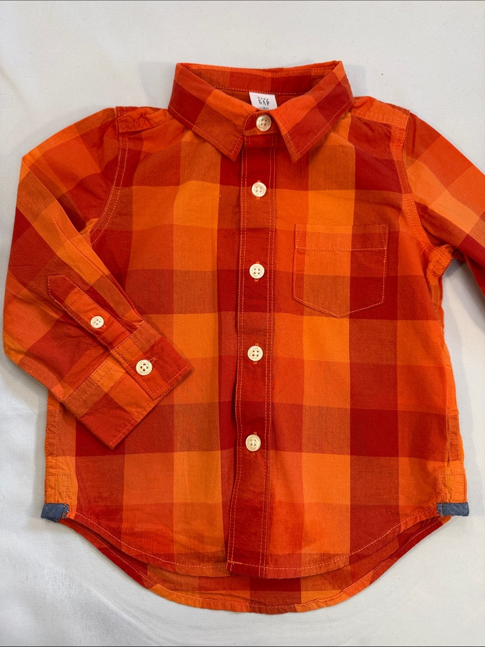 GAP Orange Plaid Button-Down Shirt